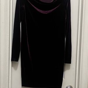Joe Fresh Velvet Long Sleeve Dress - Deep Purple